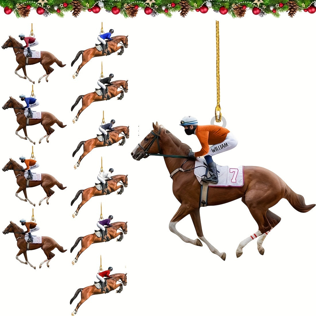 Acrylic Horse Riding Enthusiasts Mirror Decorative Pendant