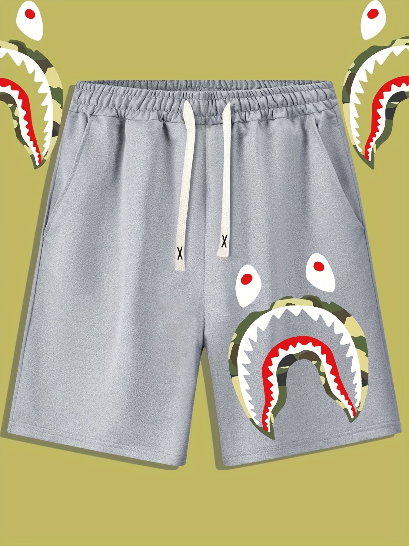 Men's Money Pattern Comfy Shorts with Elastic Waist