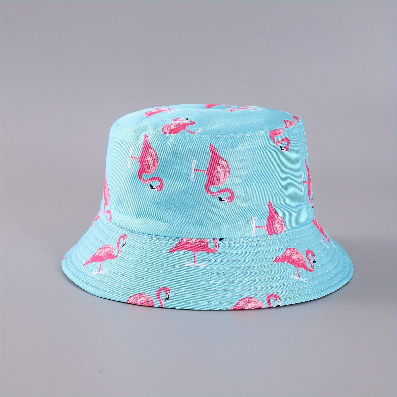 Flamingo Print Reversible Bucket Hat Lightweight Unisex Fisherman Cap