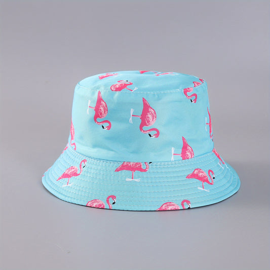 Flamingo Print Reversible Bucket Hat Lightweight Unisex Fisherman Cap