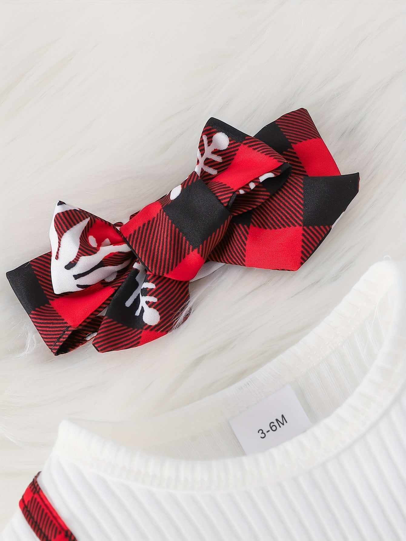 2pcs Baby Girl Christmas Bow Snowflake Dress Headscarf Set