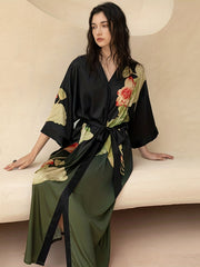 Nightgown Women's Plus Ombre & Floral Print Long Sleeve