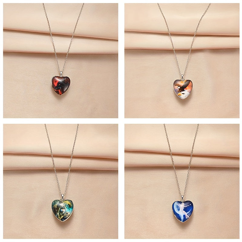 4pcs Heart Necklaces Set for Banquet, Thanksgiving, Christmas, Birthday
