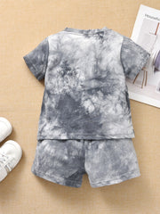 Toddler Tie Dye Short Sleeve Shirt Top Shorts Set