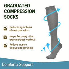 Compression Socks 15-20 mmHg Knee High for Women & Men Nurses Running