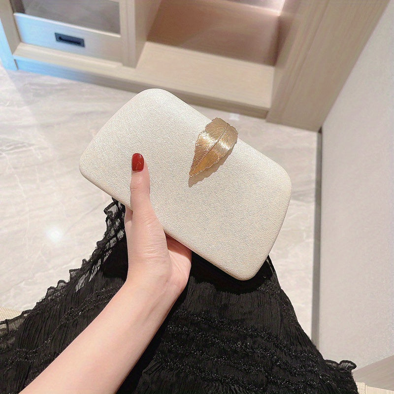 Metal Leaf Clutch Wallet Evening Bag Women's Purse