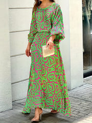 Geometric Print 2pc Skirt Set Maxi Skirt & Top Spring Fall Women's Clothing