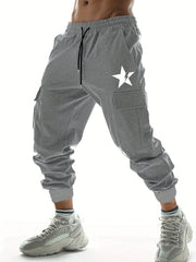 Lightning Star Pattern Joggers Men's Cargo Pants with Pockets