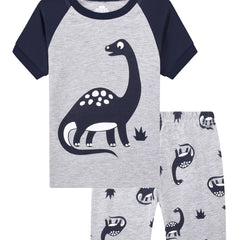 Boys Dinosaur Pajamas Set Short Sleeves Crew Neck Casual Homewear