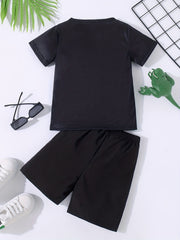 Boys Dinosaur Graphic Print T-shirt & Shorts Set Clothing
