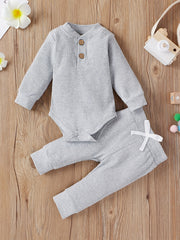 2pcs Baby Boys Girls Long Sleeve Onesie & Pants Set
