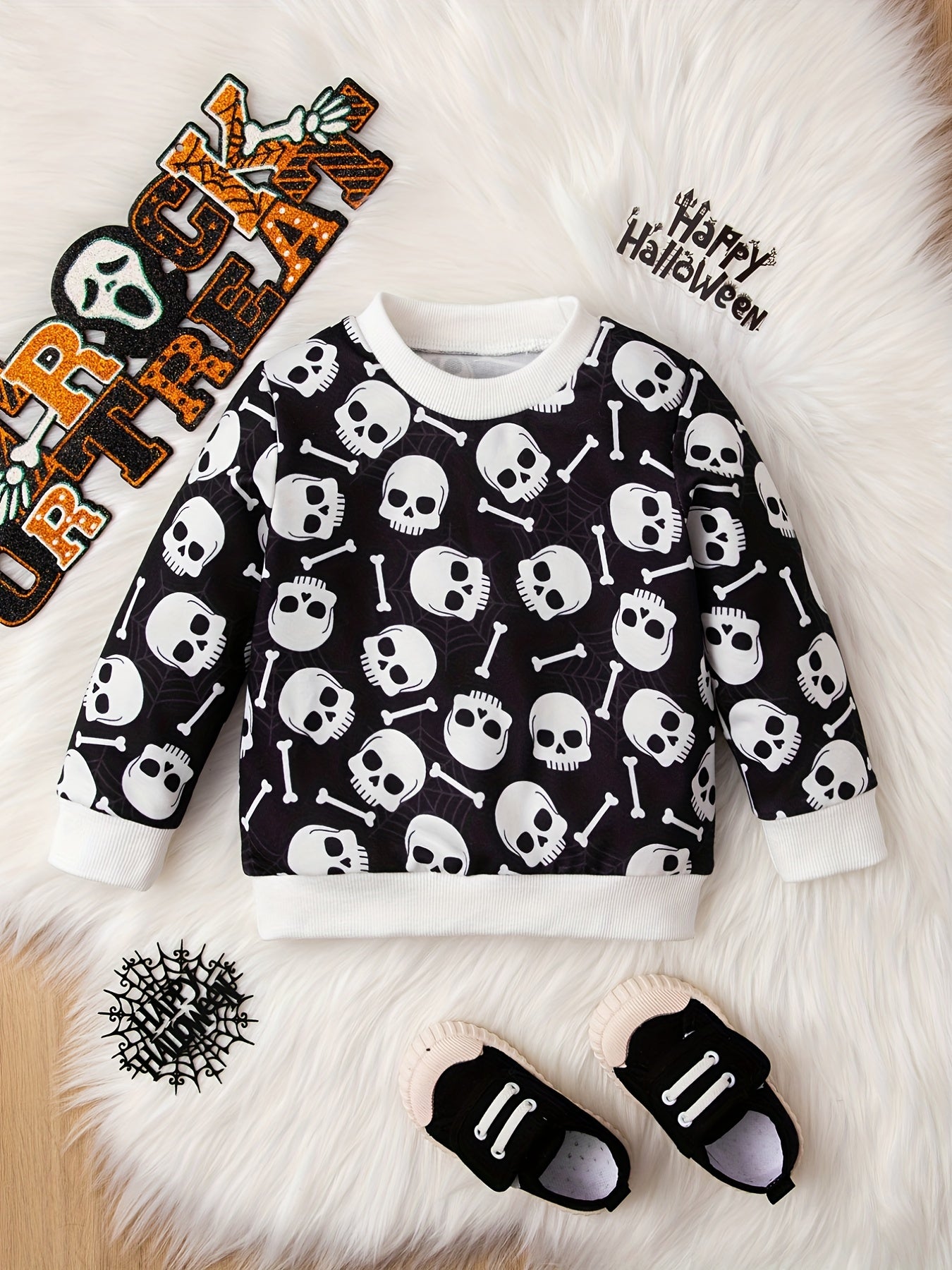 Baby Halloween Sweatshirt Cartoon Print Pullover Top
