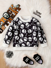 Baby Halloween Sweatshirt Cartoon Print Pullover Top
