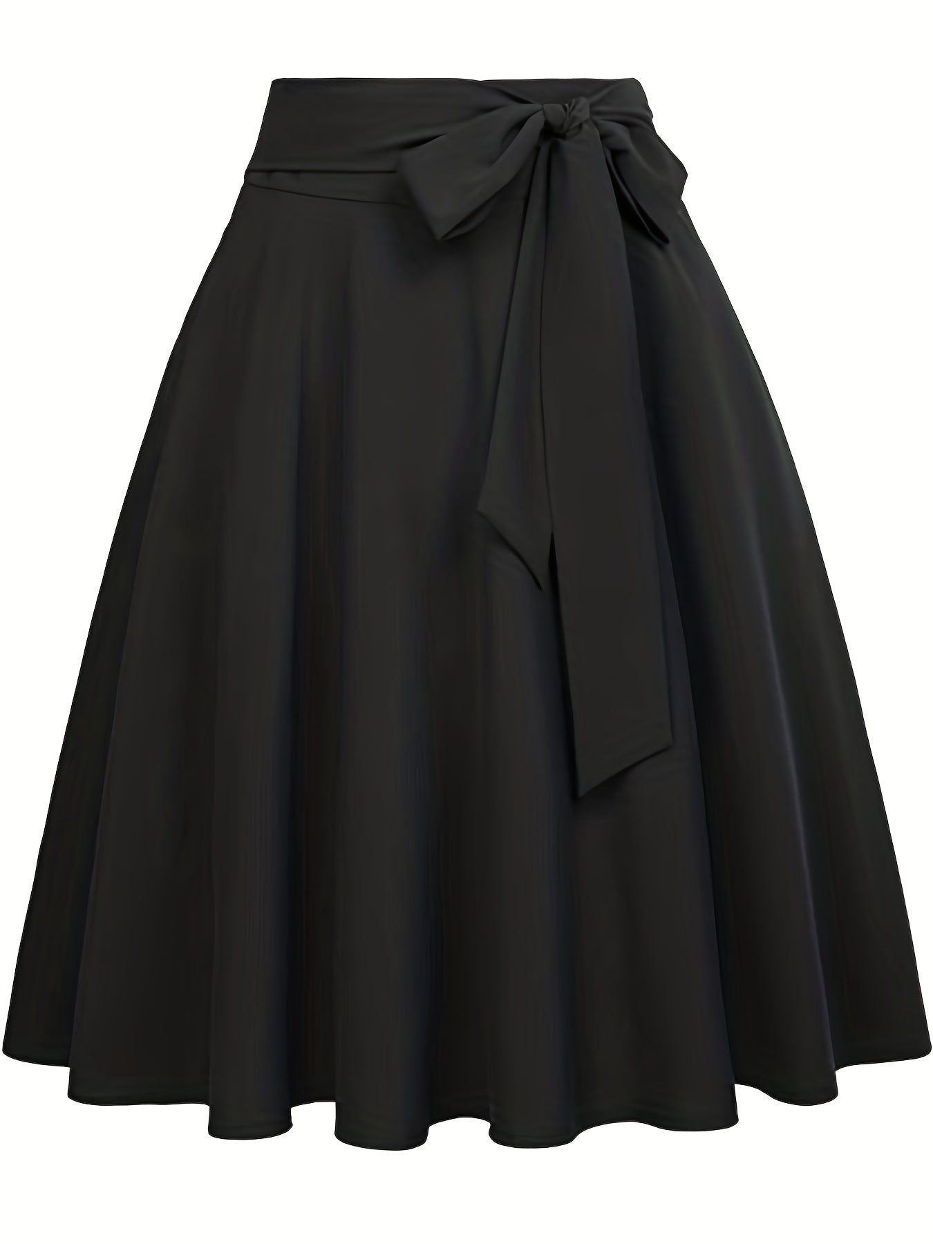 Solid Bow Knot A-line Skirt