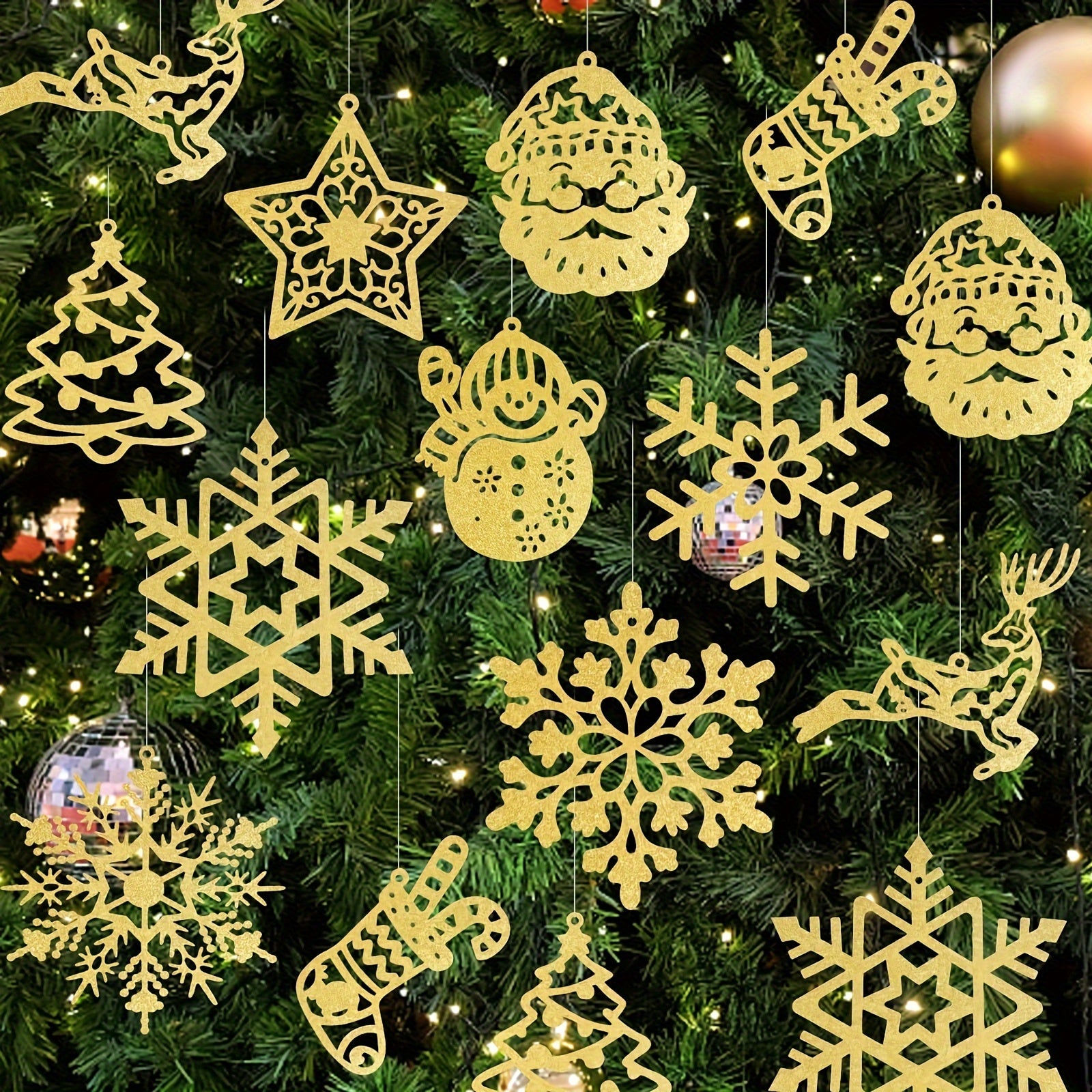 42pcs Christmas Tree Hanging Decorations Santa Elk Snowflake Party Home Decor