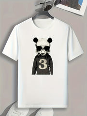 Panda Skull Print Men's Graphic T-shirt for Summer
