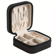 Leather Jewelry Box Organizer Travel Case Locket Necklace Earring Ring Holder Di