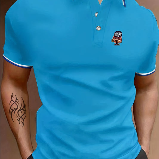 Men's Hotdog Graphic Polo Shirt Casual Slightly Stretch Breathable Lapel
