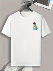 Astronaut Chest Print Men's Graphic T-shirt for Summer