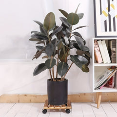 Solid Wood Flower Pot Tray Base with Universal Wheel