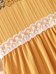 Girl's Floral Lace Ruffled Maxi Dress