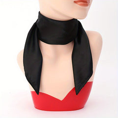 Solid Satin Square Scarf Classic Silk Neckerchief Casual Bandana