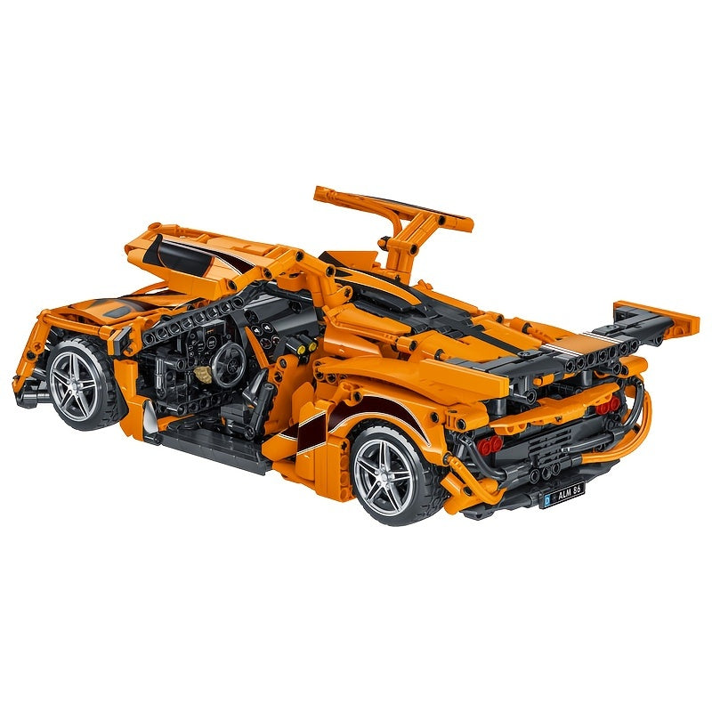 Orange Supercar Racing Building Blocks for Adults & Kids