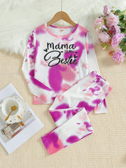 Kid's 2pcs MAMA IS MY BESTIE Print Pajamas Set