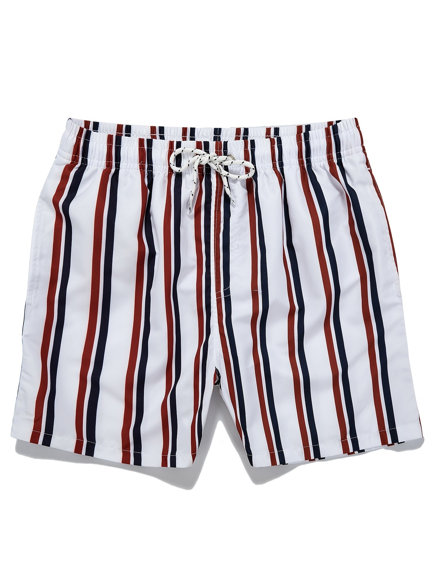 Vertical Stripes Men s Quick Dry Hawaiian Board Shorts With Pockets