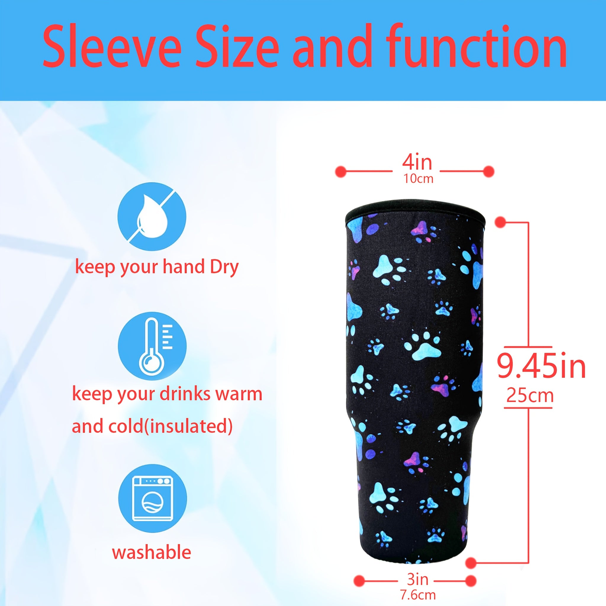 Dog Paw Neoprene Cup Cover for 40oz Tumbler Cups