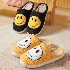 Plush Cozy House Slippers Anti skid Slip on Smile Shoes Indoor Men Winter
