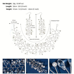Crystal & Pearl Headwear Braided Headband & Earrings Set