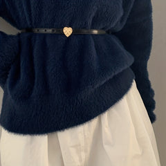 Heart Buckle PU Leather Belt Thin Casual Skirt Belt