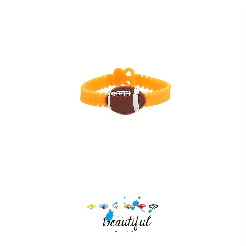 6pcs Funny Football Silicone Bracelet Rubber Wristband Gift