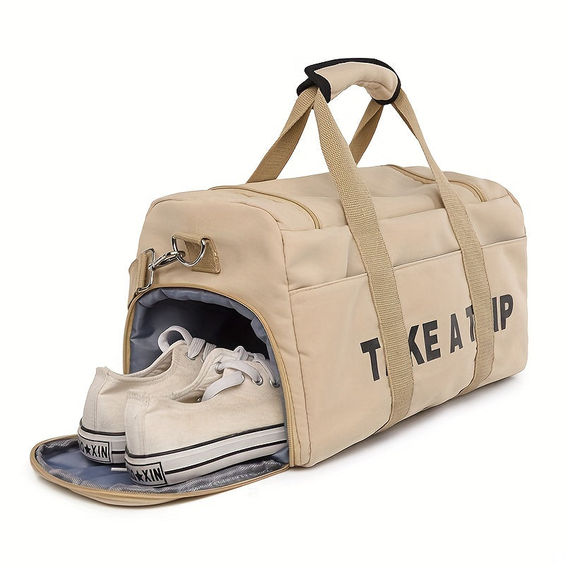 Nylon Letter Pattern Duffel Bag Short Trip Luggage Bag