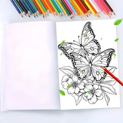 Butterflies & Flowers Coloring Book - Watercolor Paper Designs