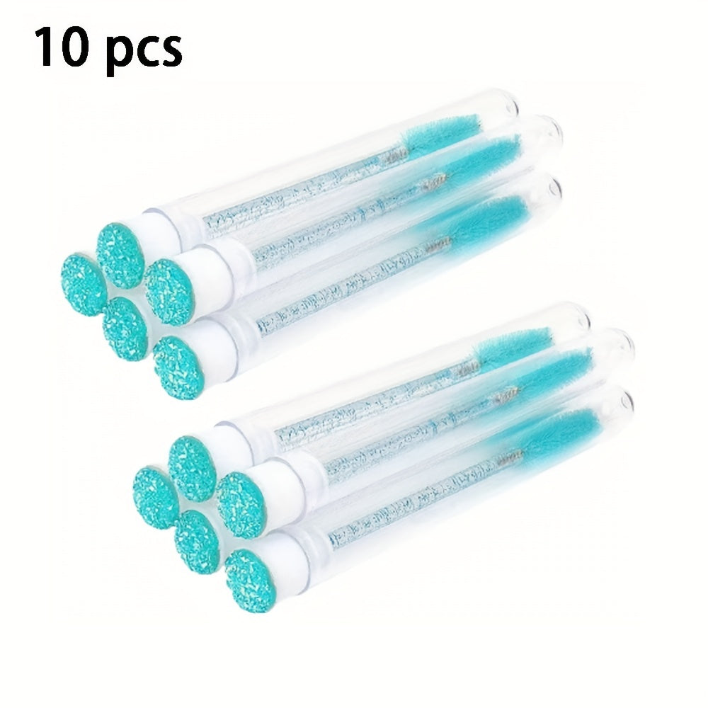 10pcs Eyelash Brush With Dust-proof Tube Container