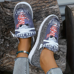Women's Skull & Flag Print Canvas Shoes Casual Lace Up Outdoor Shoes