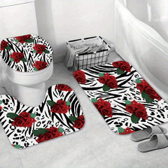 Red Rose Shower Curtain Bathroom Set