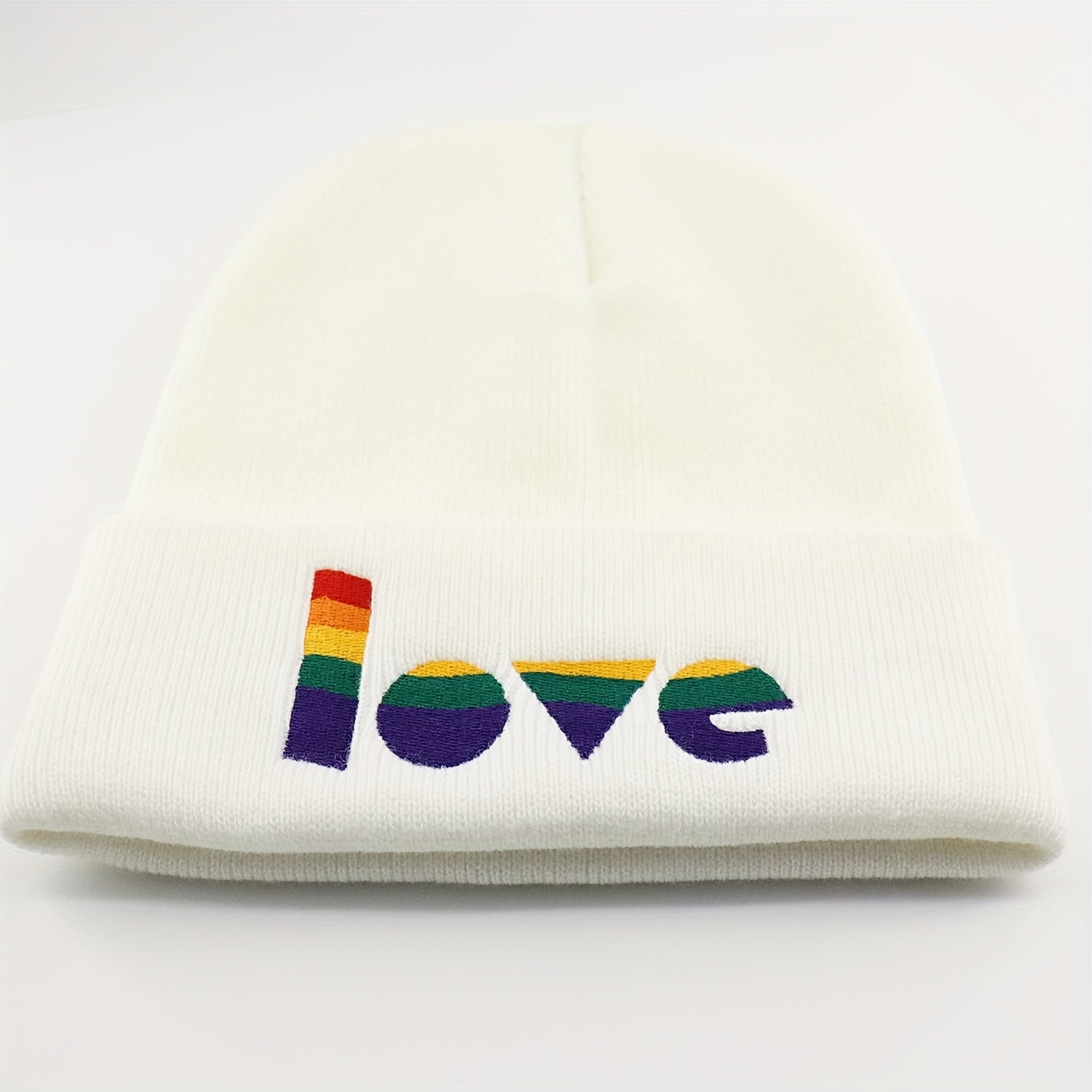 LGBT Love Rainbow Embroidered Beanie Knit Skull Cap Warm Hat