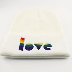 LGBT Love Rainbow Embroidered Beanie Knit Skull Cap Warm Hat