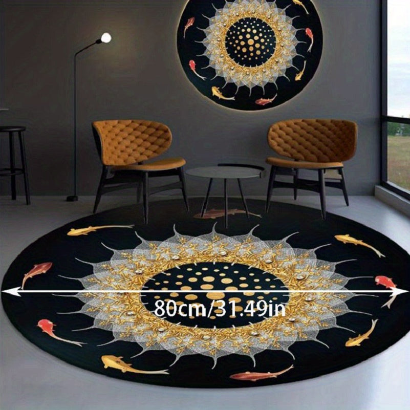 Round Floral Bohemian Floor Mat for Home Decor
