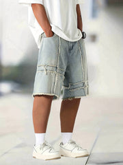 Men's Distressed Denim Shorts Loose Fit Casual Street Style for Summer