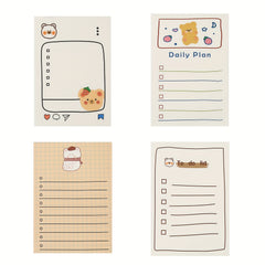 4pcs 200 Sheets Bear Note Pad To Do List Planner Office Student Supplies