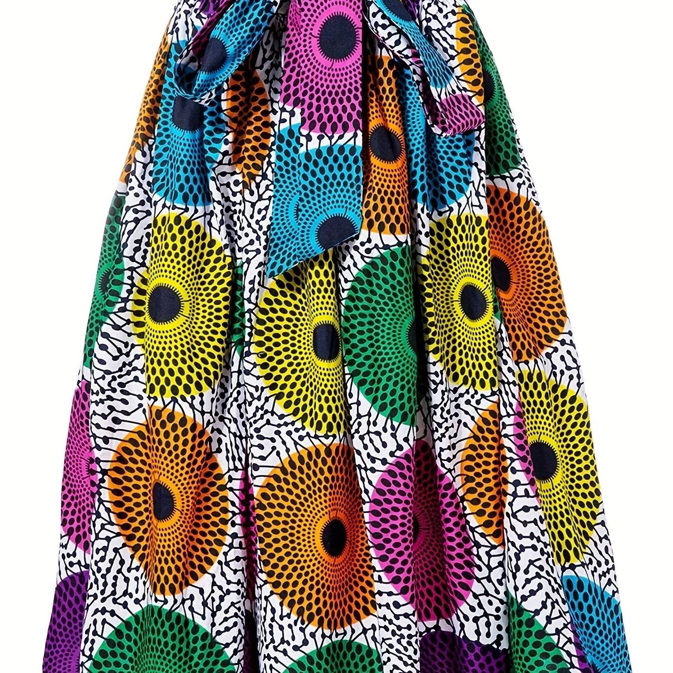 Graphic Print Pleated Skirts Boho Tie Front Summer Skirts Women's Clothing