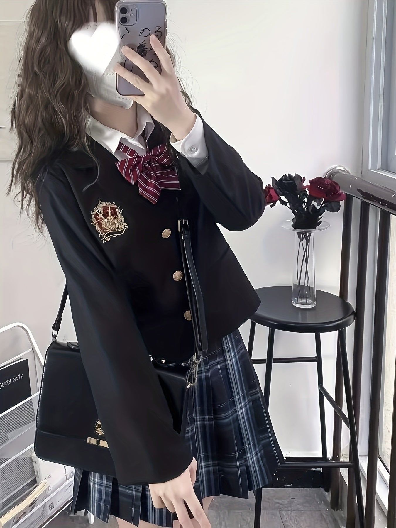 Embroidered 'JK' Uniform Blazer Jacket Preppy Style