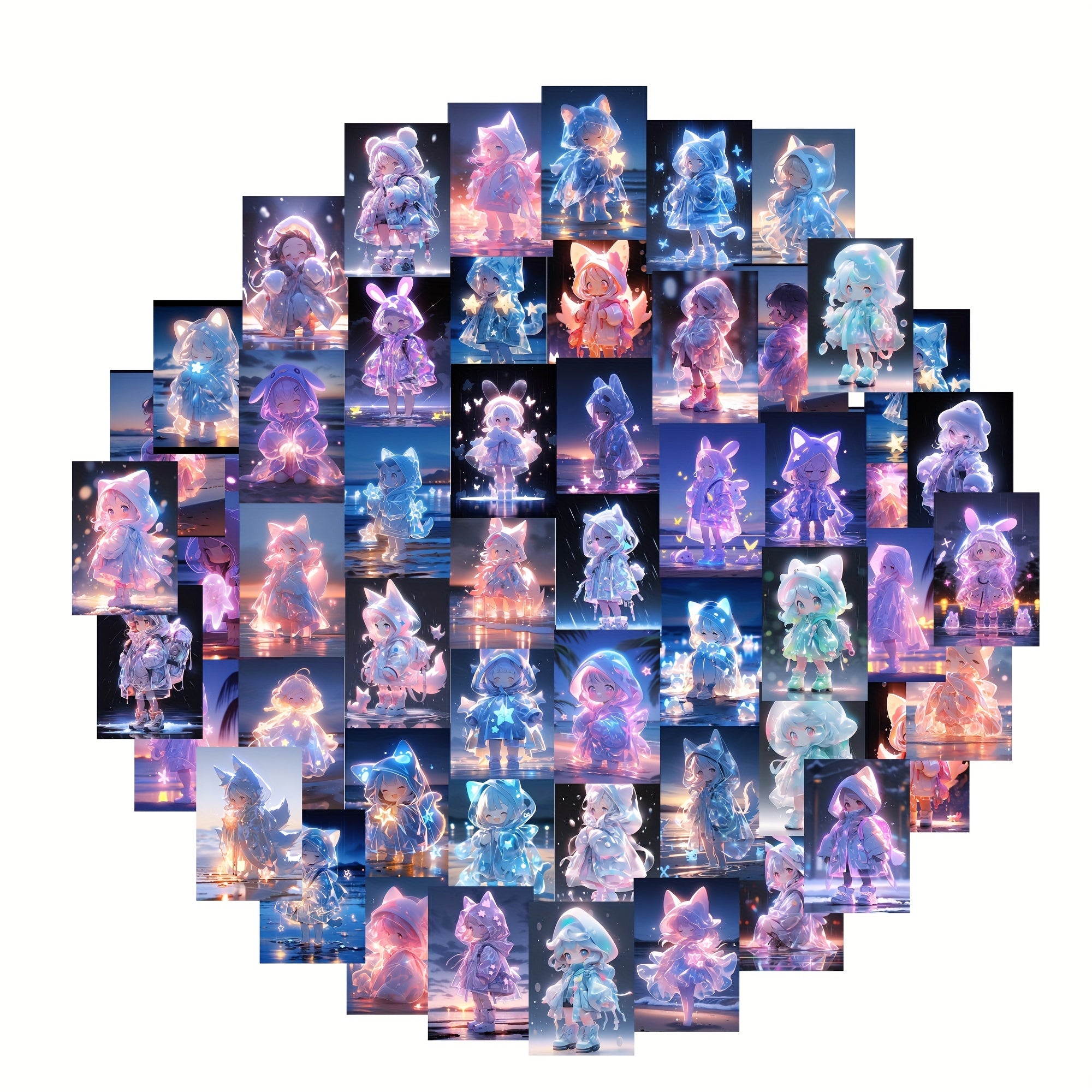 50pcs Purple Doll Graffiti Stickers Car Luggage Notebook Water Cup Decals