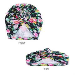 Boho Print Pleated Turban Cap Braided Twist Bonnet Head Wrap Head Scarf Beanie