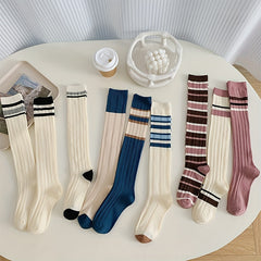 Colorblock Striped Calf Socks All match Knee High Socks Women's Stockings