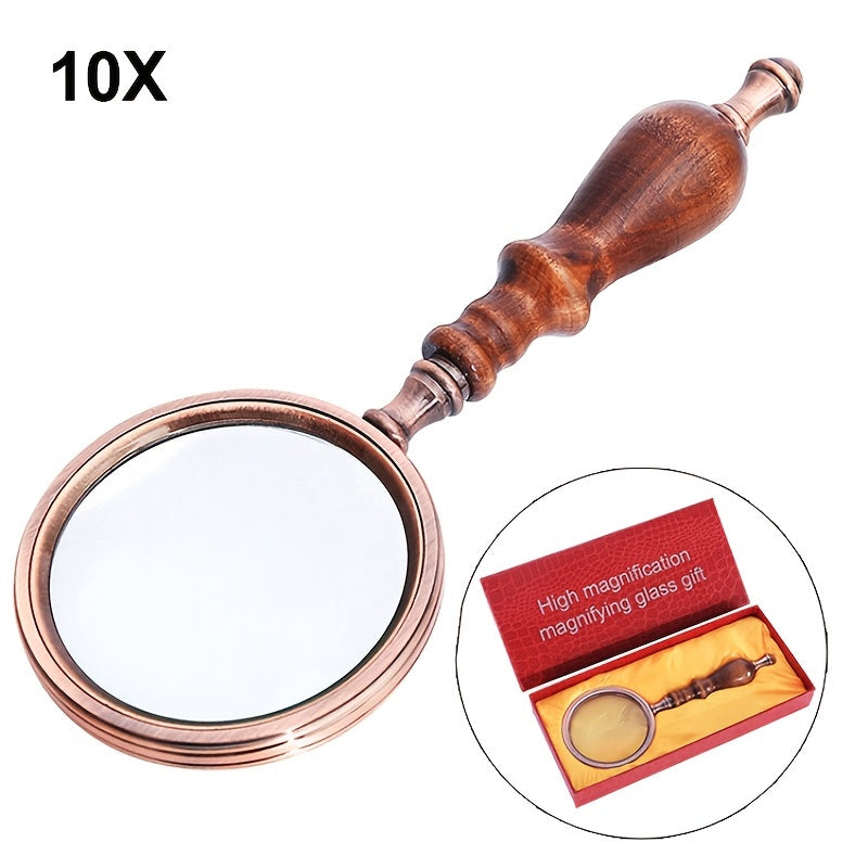 Vintage Magnifying Glass Wooden Handle Retro Handheld Magnifier